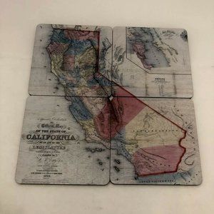 Official Map Of The State Of California 1854 Colorful Square Drink Coasters